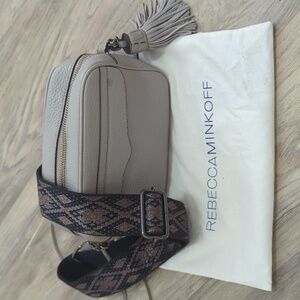 REBECCA MINKOFF LEATHER PUTTY CAMERA BAG